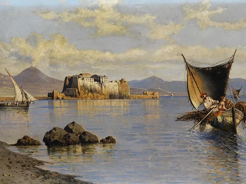 1854-Giuseppe Carelli - Golfo di Napoli con Castel dell'Ovo